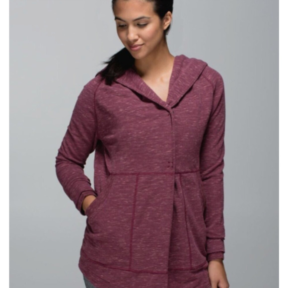 Lululemon Find Your Centre Wrap Jacket Heathered Marled Rust Berry Size 4 - Picture 3 of 12